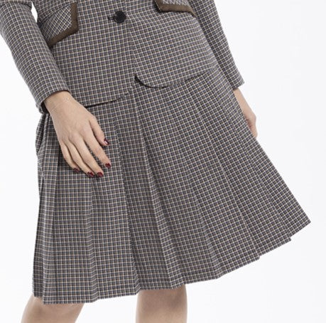 MAPLE & CLIFF Pleated Plaid Skirt