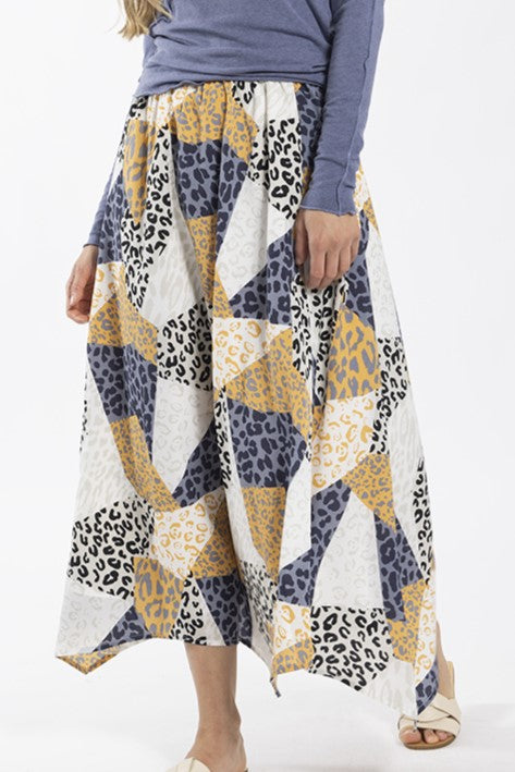 MAPLE & CLIFF Leopard Multi print Skirt Dijon