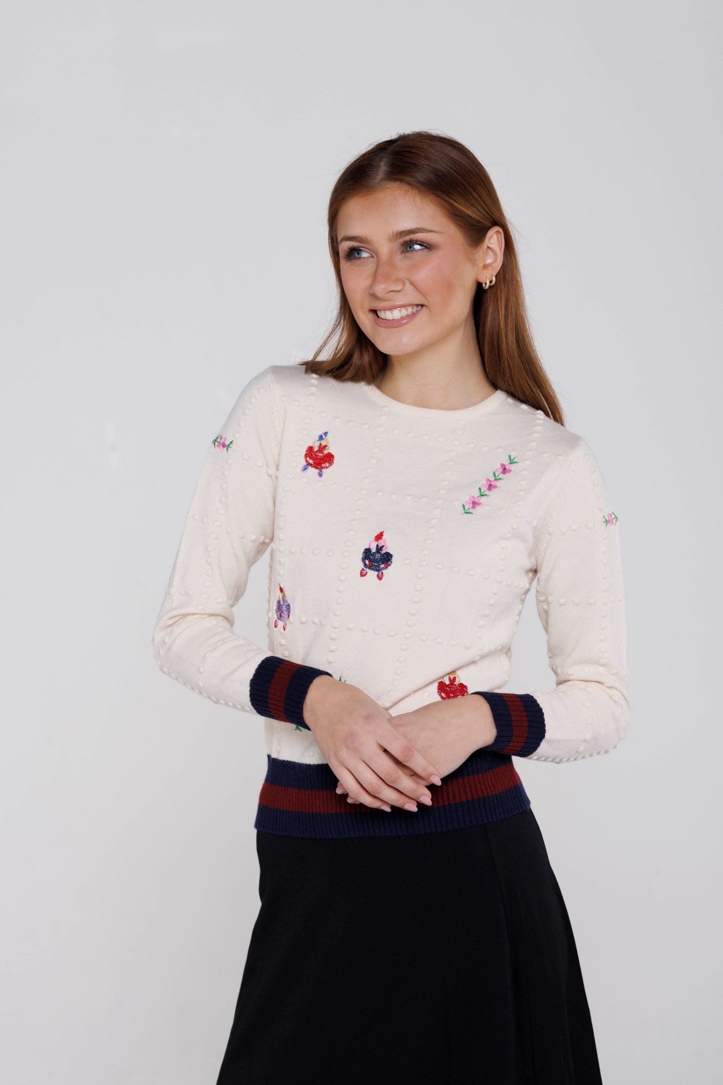 Dotted Embroided Sweater