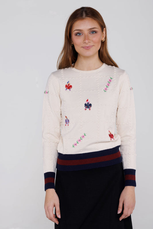 Dotted Embroided Sweater