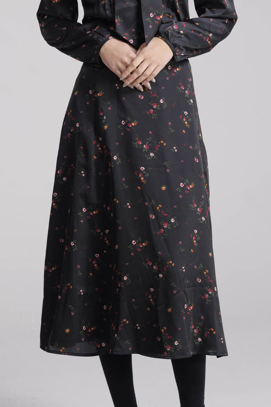 Mini Floral Aline Midi Skirt