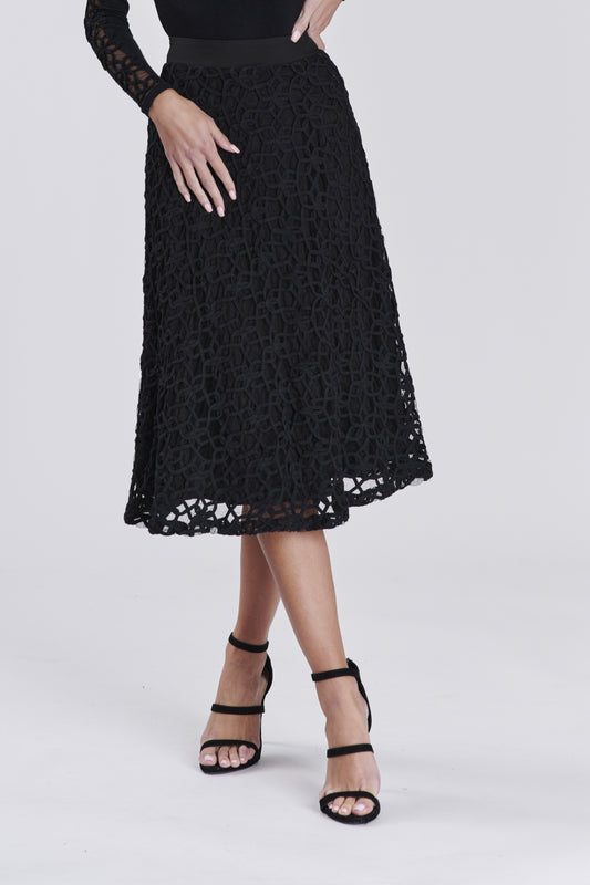 Black Lace Midi Skirt