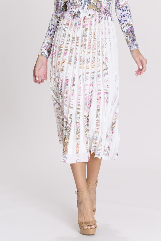 Paisley Print Pleated Skirt