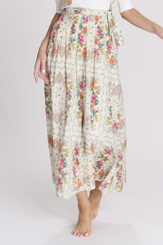 Floral Print Cotton Skirt
