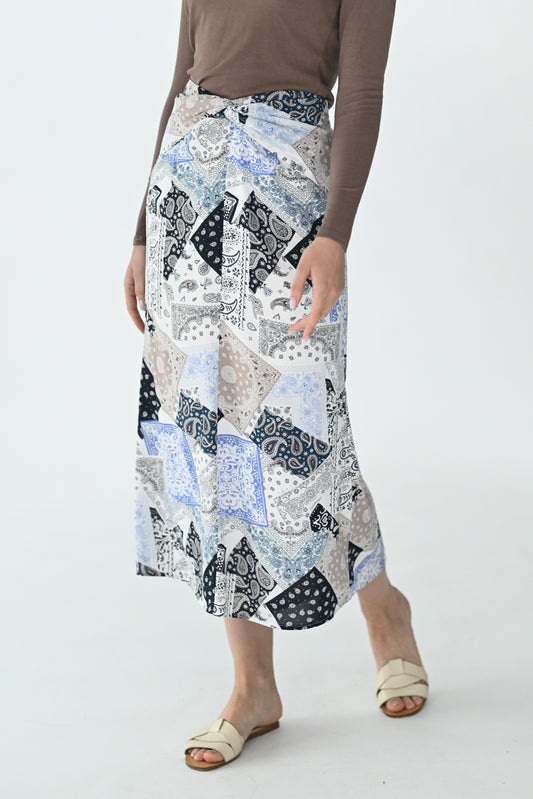 Bandana Print Twist Skirt