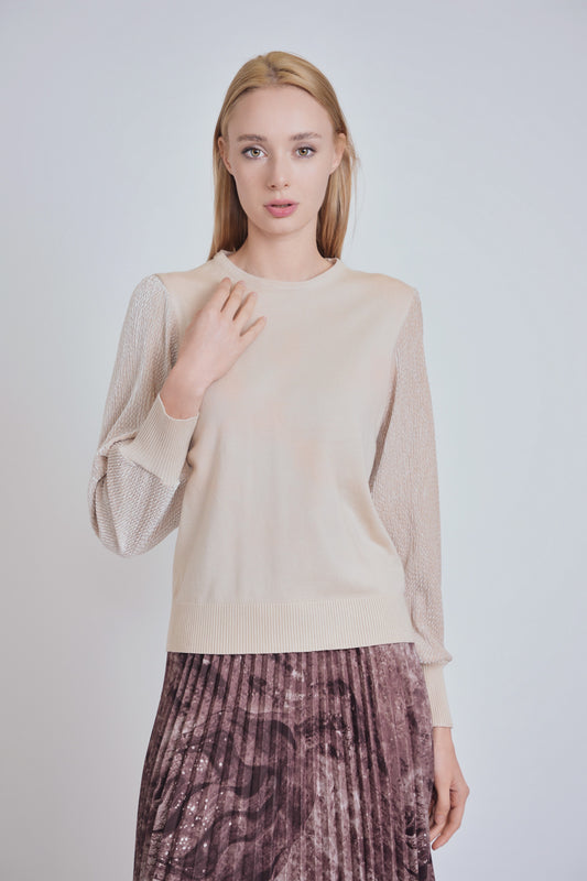 Velvet Cream Sleeve Sweater