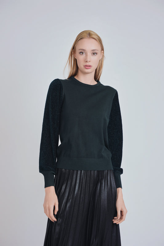 Velvet Green Sleeve Sweater