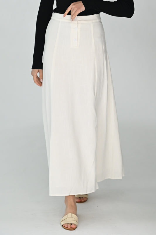 Button front linen skirt