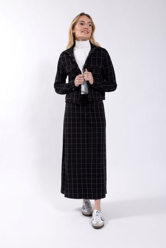 A-line Grid Midi Skirt