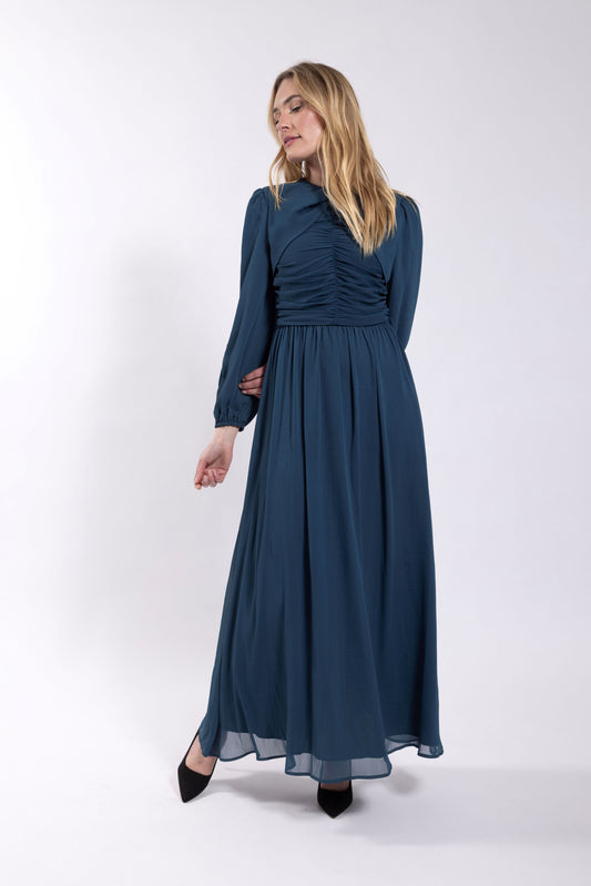 Ruched Chiffon Maxi Dress