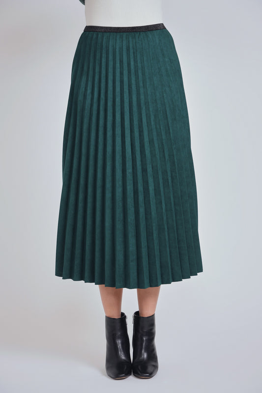 Suede Midi Pleated Skirt