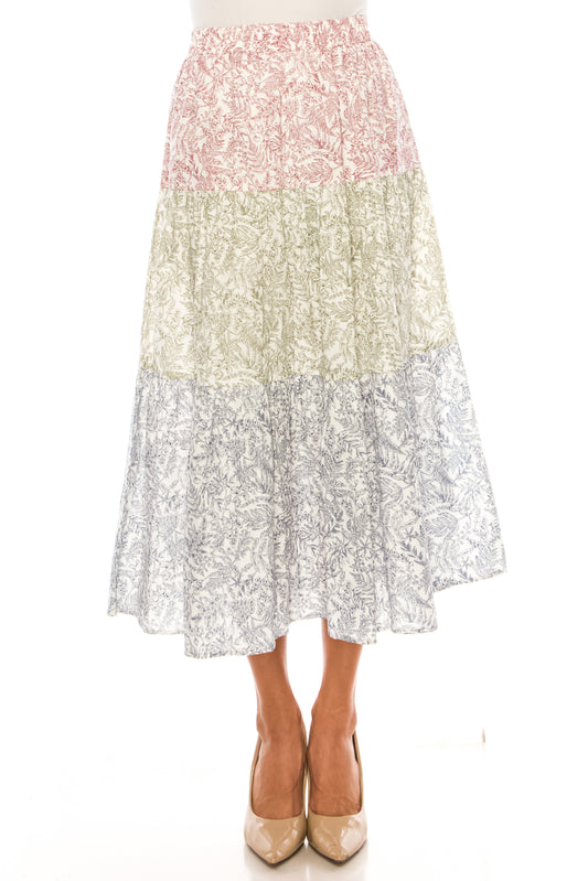 Floral Tri Color Skirt