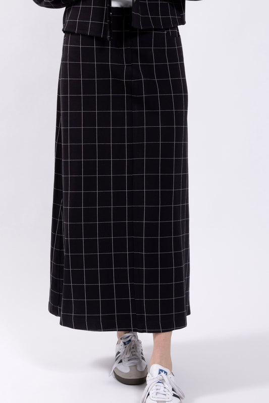 A-line Grid Midi Skirt