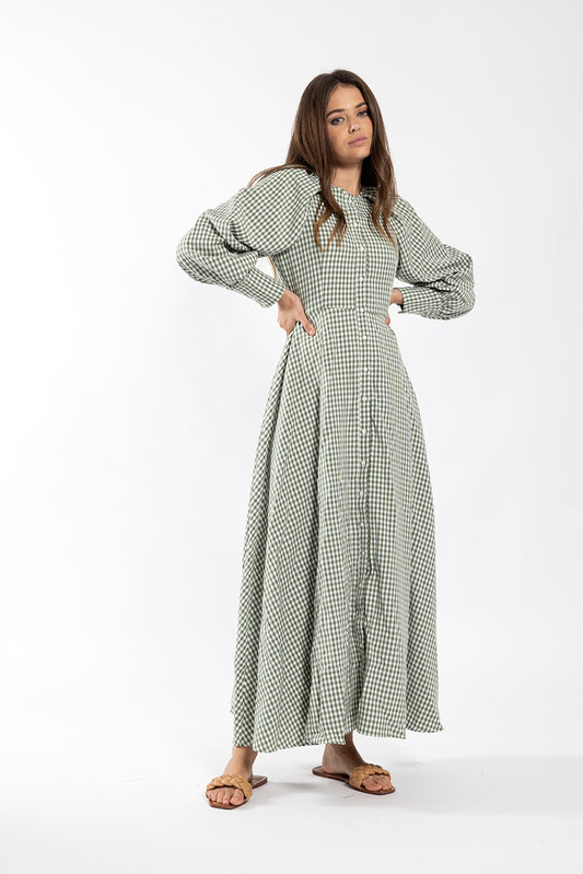 CONCEPT Green Plaid Maxi Dress