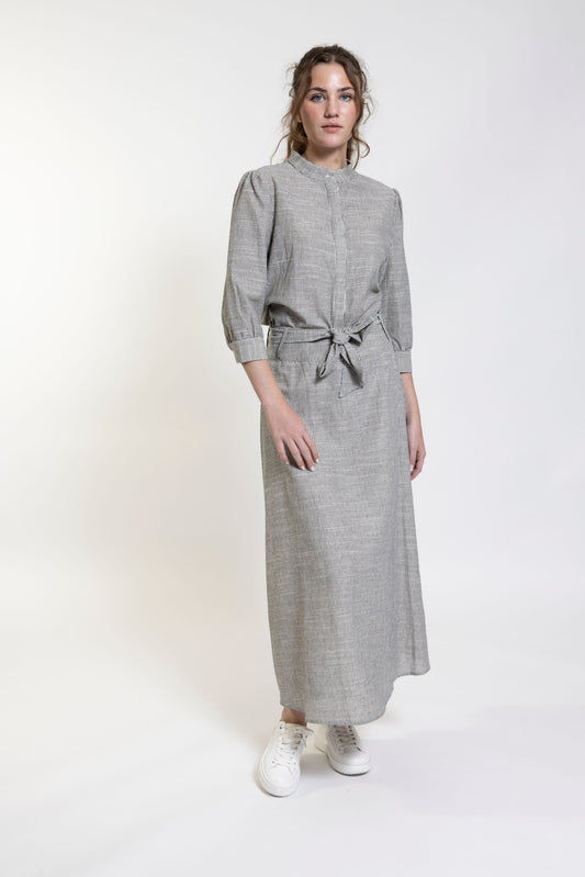 LUELLA Striped Midi Linen Skirt